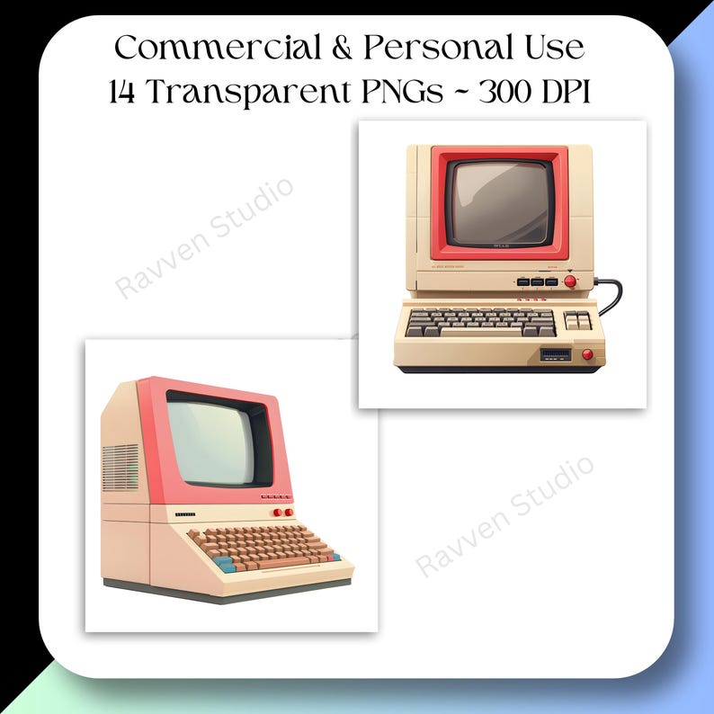 Vintage COMPUTER Clipart 1960 1970 1980 Electronics Retro Technology ...