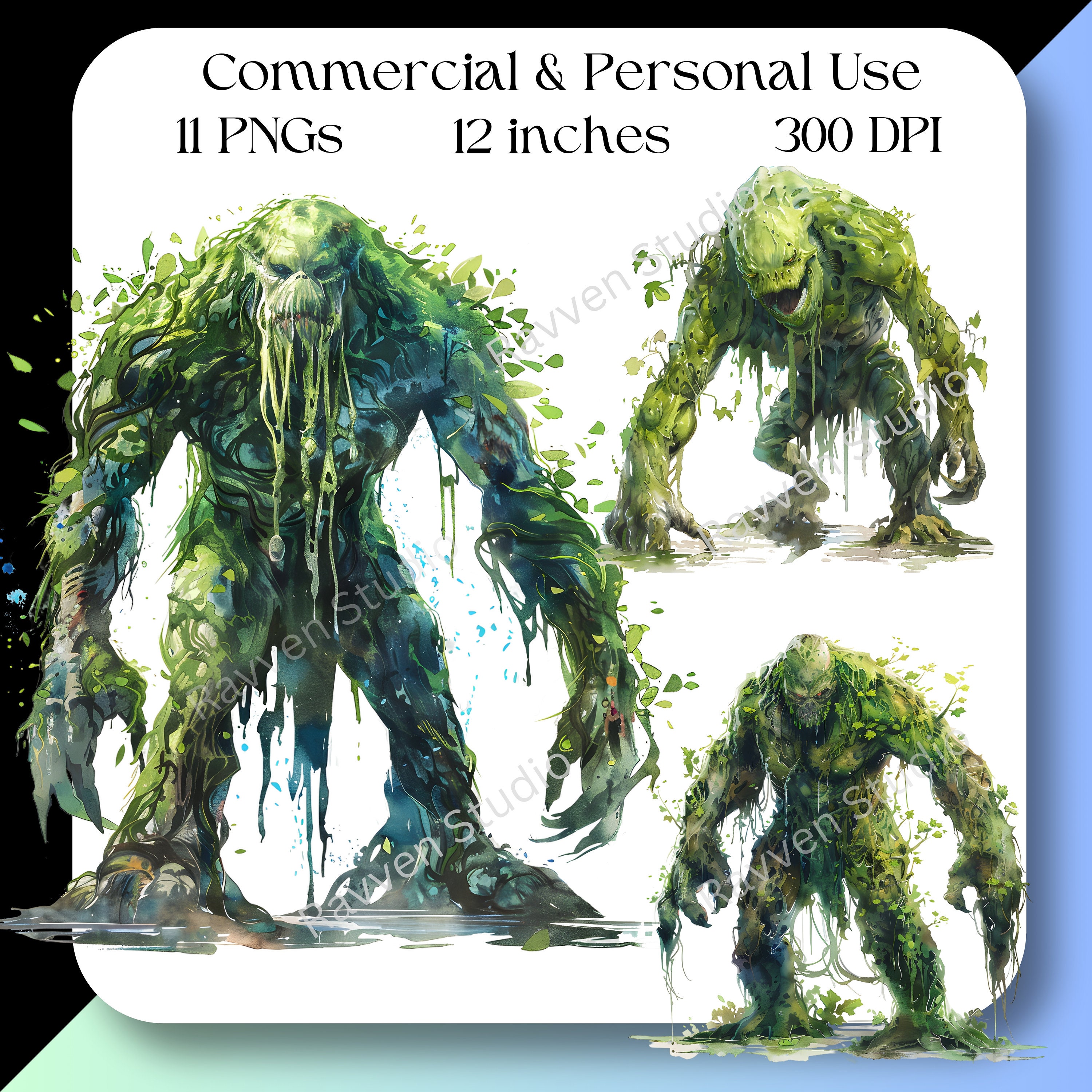 Swamp Monster Clipart, Horror Clip Art, Green Creature PNG
