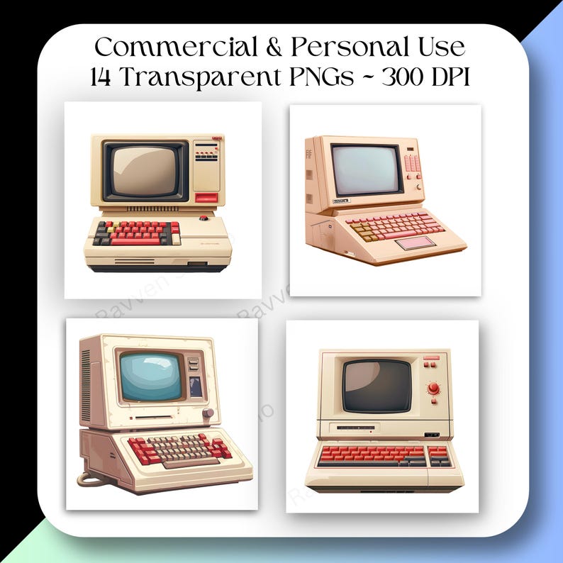 Vintage COMPUTER Clipart 1960 1970 1980 Electronics Retro Technology ...