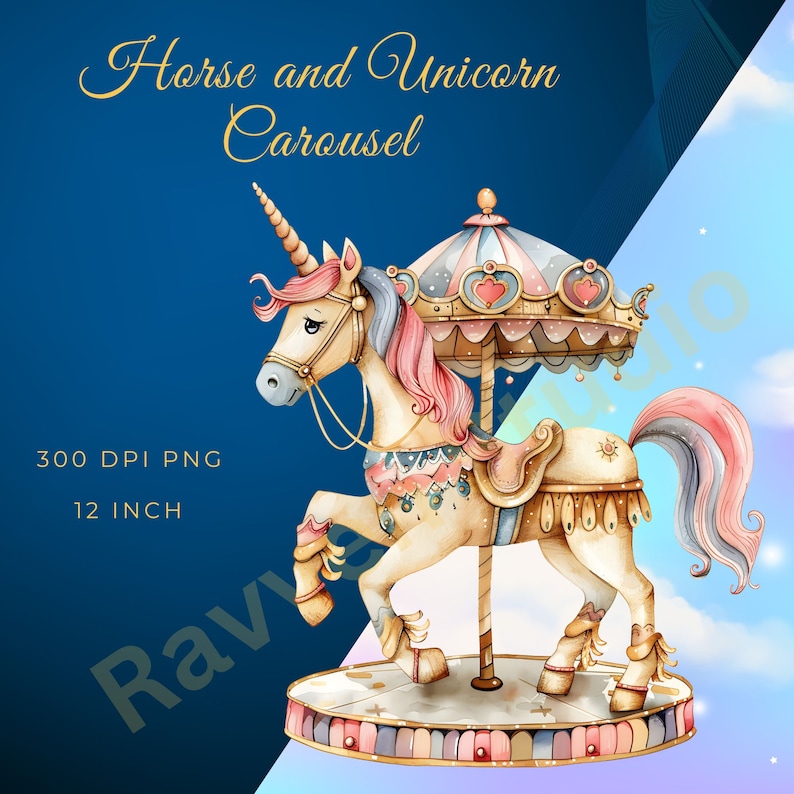 Unicorn Rodeo Ride Carousel Horse & Unicorn Set | Merry Go Round | Commercial Use ...