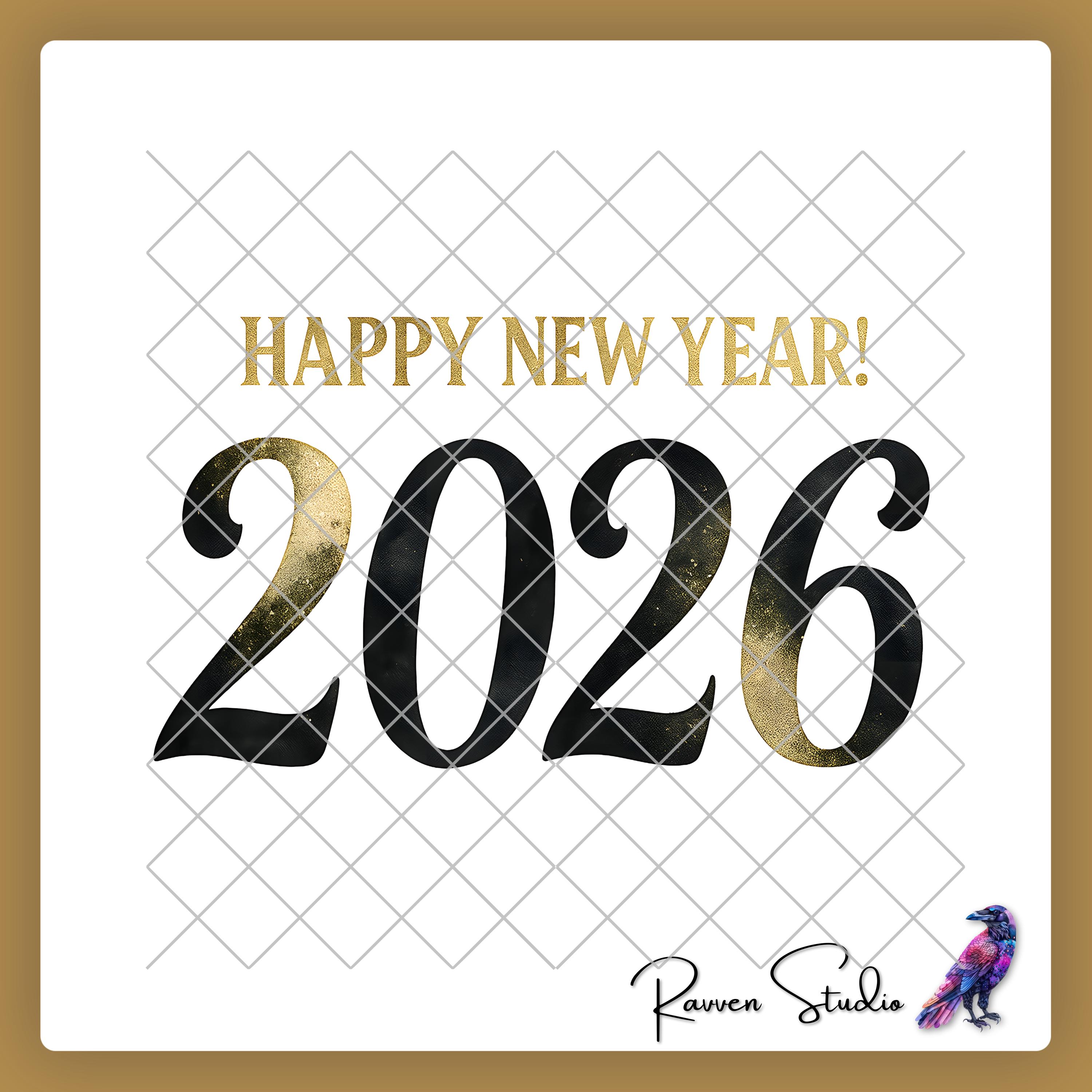 Happy New Year 2026 Clipart Pack, Festive PNG Bundle (digital
