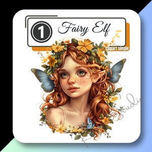 Fée irlandaise elfe femme Clipart aquarelle douce fille florale RPG personnage Clip Art déco téléchargement numérique instantané usage commercial pour les créateurs