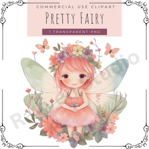 Pretty Fairy Clip Art | Fairy Png | Garden Fairy Clipart | Digital Download | Fairy Butterfly PNG | Cute Fairy Clipart | Commercial Use