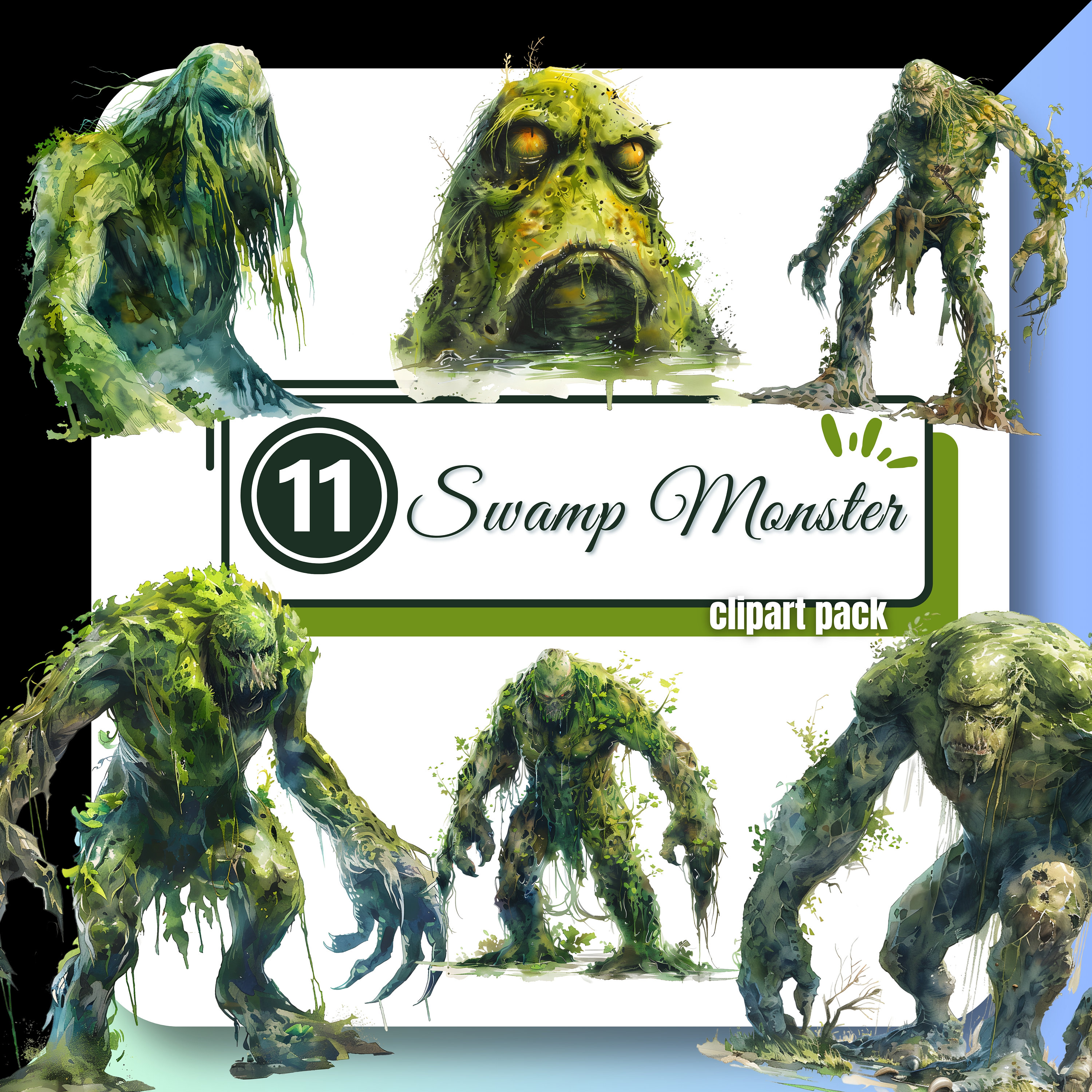 Swamp Monster Clipart, Horror Clip Art, Green Creature PNG