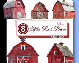 Little Red Barn Clipart,  Farm Clipart, Red Barn PNG, Junk Journal, Farm House Barn Clip Art, Quirky Barns, Vintage Barn Clipart, Commercial
