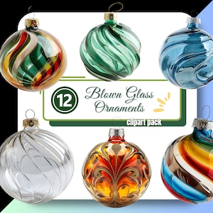 Bola de Natal de vidro soprado Ornamento Clipe de feriado Clipe de Natal Diário de lixo PNG Download digital Uso comercial para criadores e artesãos
