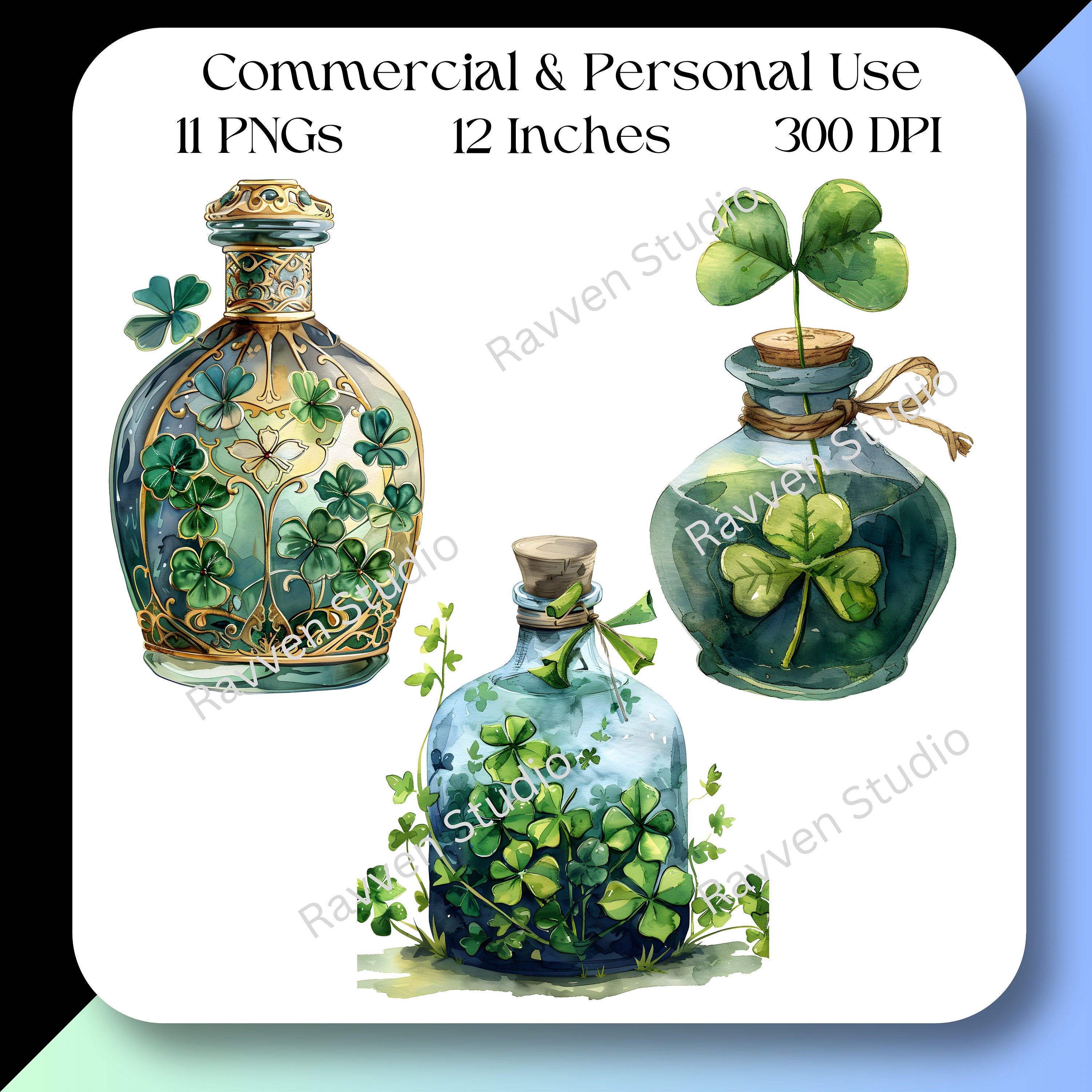 Lucky Potion Clipart, Magic Bottle Clipart, Watercolor Potion Clipart ...