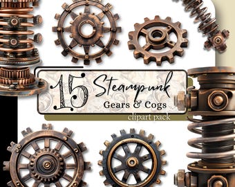 STEAMPUNK rouages Clipart vintage engrenages mécaniques Illustrations mécaniques conception haute qualité numérique PNG graphiques artisanat usage Commercial