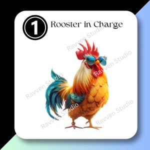 ROOSTER Sunglasses Clipart | Digital Download | Commercial Use | Rooster in Glasses Clip Art | Boss Rooster Clipart | Quirky Rooster Clipart
