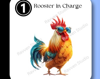 Haan zonnebril clipart | Digitale download | Commercieel gebruik | Haan met glazen illustraties | Boss haan clipart | Eigenzinnige haan-clipart