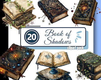 Book of Shadows Clipart, Alchemist Grimoire Clip Art, Pagan PNG, Digital Download, Commercial Use, Magical graphics for Crafters & Creators