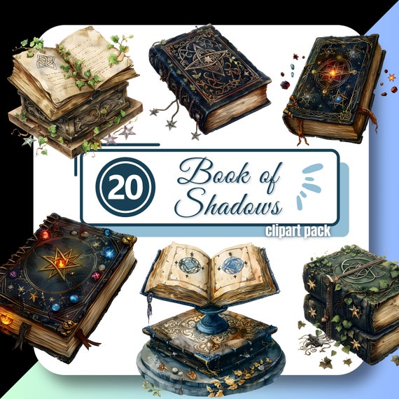Book of Shadows Clipart, Alchemist Grimoire Clip Art, Pagan PNG, Digital Download, Commercial Use, Magical graphics for Crafters & Creators