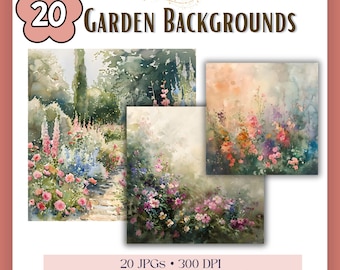 Garten Impressionist Hintergründe | 20 JPGs 300 DPI | Aquarell Blumen Kulissen | Kommerzielle Nutzung Scrapbook Papiere, Instant Download