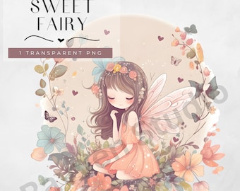 Sweet Fairy Clipart for Sublimation | Digital Download | Instant Download | Clipart | Fairy Clip Art | Fairytale Art | Soft Fairy Art Print