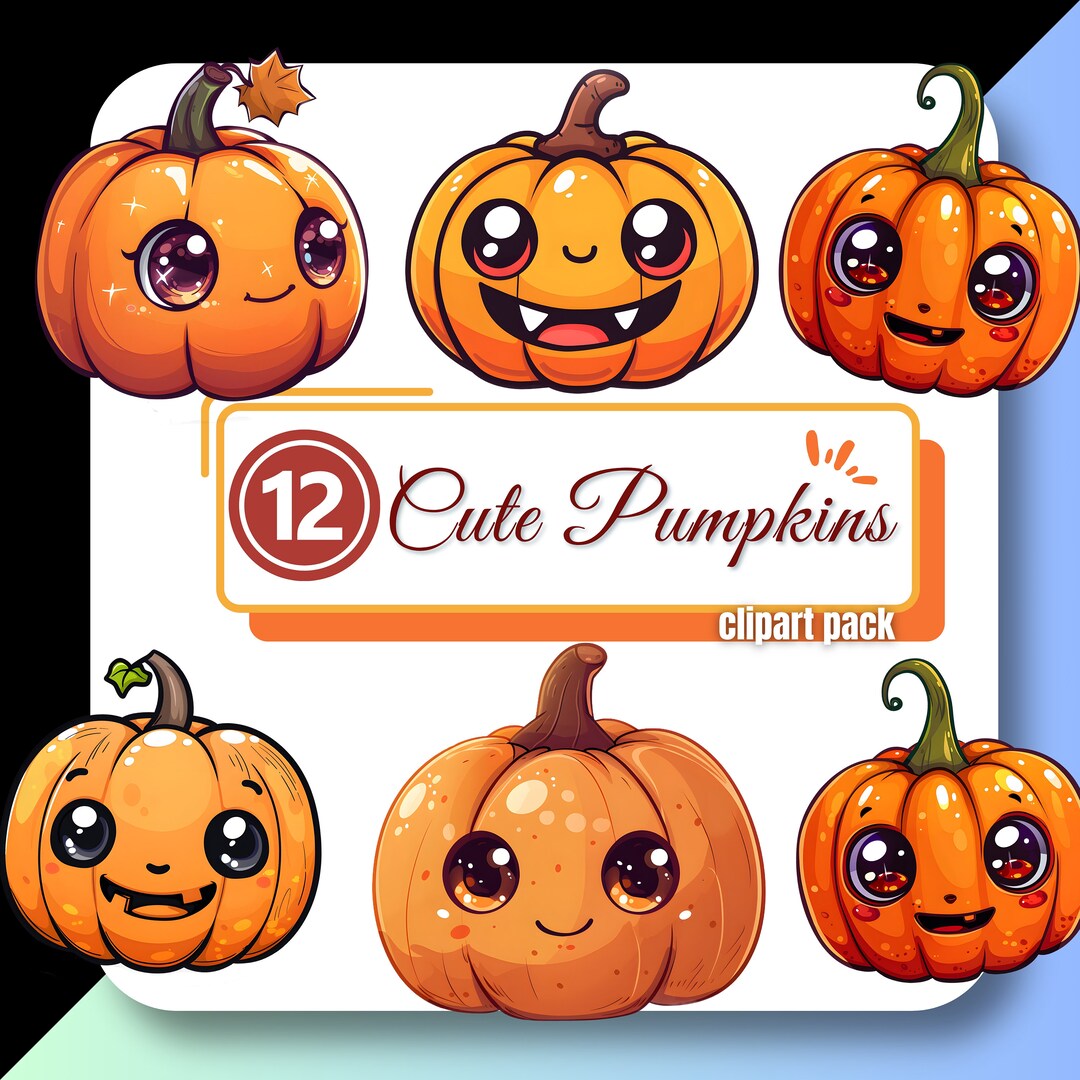Cute Halloween Pumpkin Clipart, Fall Autumn Clip Art, Spooky Kawaii PNG  Digital Download, Commercial Use Graphics for Creators and Crafters - Etsy, image size:1080x1080