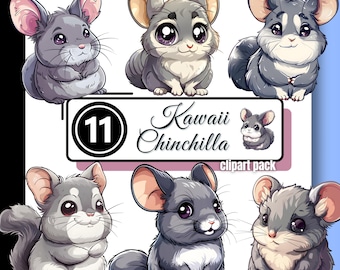 Cute Kawaii CHINCHILLA Clipart Chibi Animal Rodent Furry Pocket
