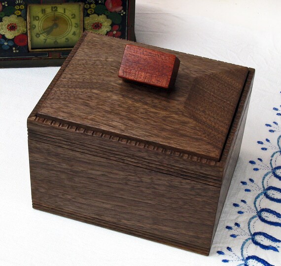 American Black Walnut End Table Box With Bloodwood Handle Etsy