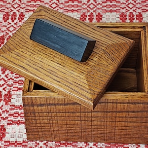 Red Oak Desk Box with Ebony Handle