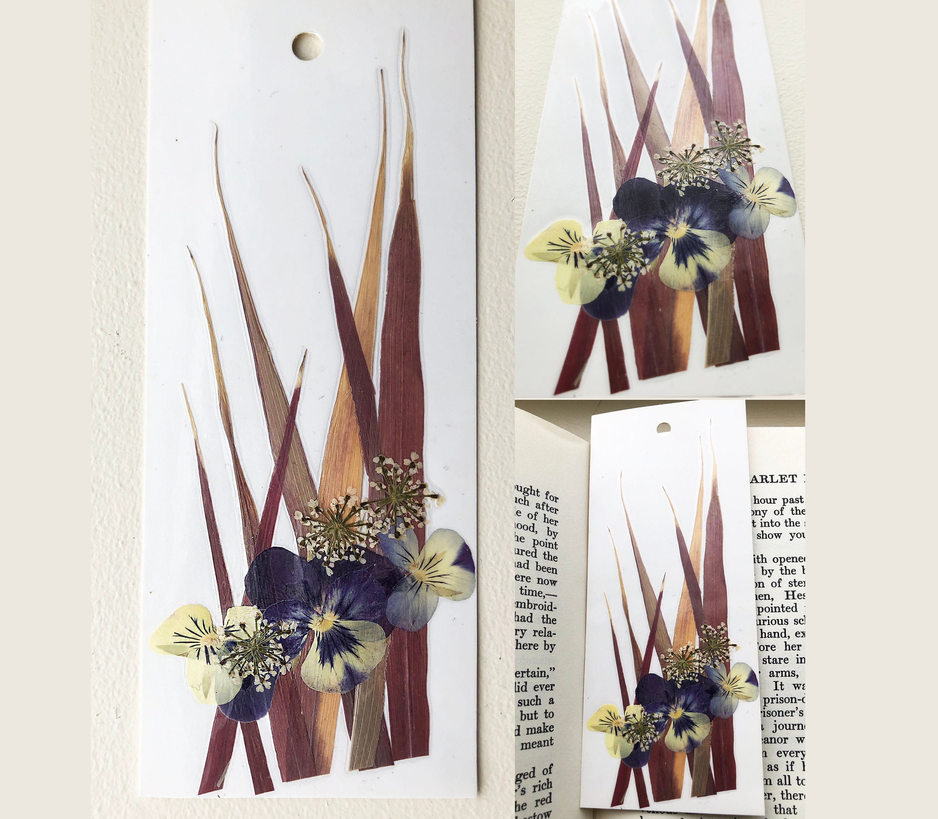 Pressed Violas Bookmark Gift Aesthetic Natural Floral Bookmarks Viola