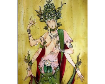 Original Silk Painting “Kali” – Hand Painted Goddess Art, Spiritual Wall Art, Sacred Feminine Energy