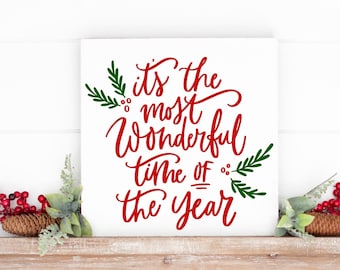 Christmas Wood Sign: Farmhouse Holiday Mantel Decor (12x12)