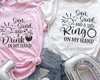 Beach Bachelorette Party Shirts: Sun, Sand, Ring, Drink