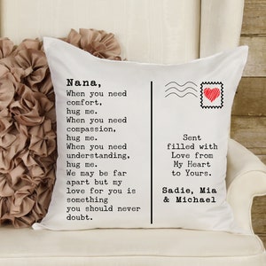Cadeau grand-mère | Cadeau maman | Oreiller de carte postale | Coussin câlin|Cadeau interurbain|Cadeau personnalisé pour la fête des mères|Cadeau personnalisé pour grand-mère| Cadeau pour grand-mère