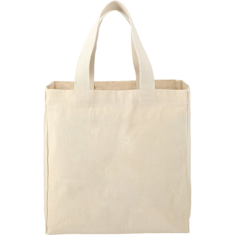 May include: A plain white canvas tote bag with two white fabric handles.