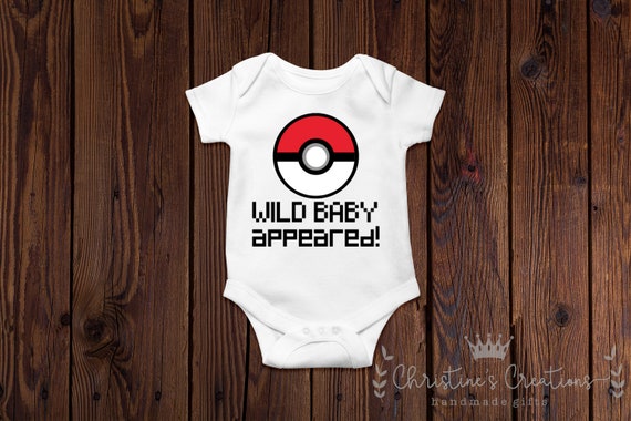 Wild Baby Appeared Baby Pokemon Theme| Pokemom Baby Announcement| Pokemon Baby Bodysuit| Wild Baby Appeared Bodysuit| Baby Announcement