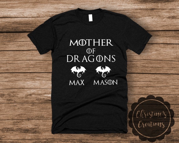 Mother Of Dragons T-Shirt With Dragon Silhouette Mother Of Dragons T-Shirt With Dragon Silhouette
