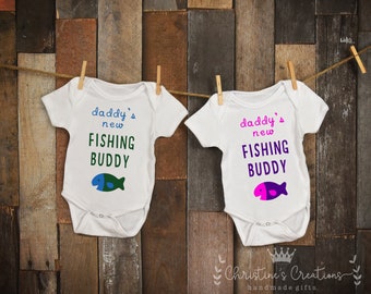 Daddy's New Fishing Buddy | Father's Day Fishing Buddy | New Dad Gift | Fishing Buddy Romper | New Fishing Buddy Diaper Shirt