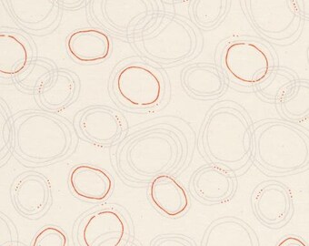 ORGANIC - Cloud 9, quilters cotton, Rain Walk, Sprinkle Gray, circles