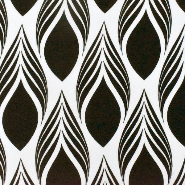 Rayon Crepe, Black-White Famous Designer Feather Printed Fabric, sold by the HALF YARD - 100% rayon garment fabric, 58"