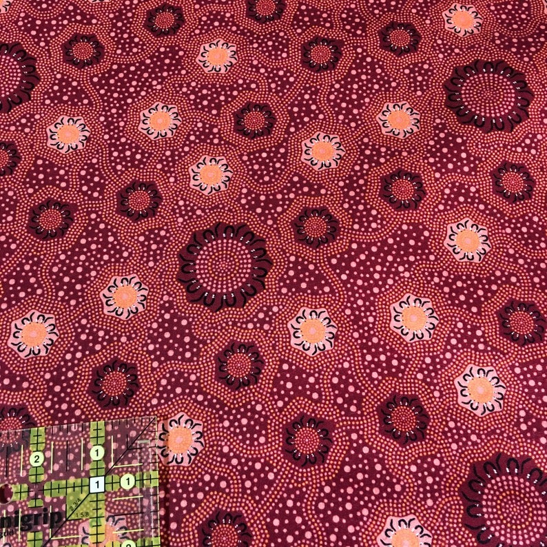 Australian Aboriginal quilting cotton Caming Ground Magenta Etsy