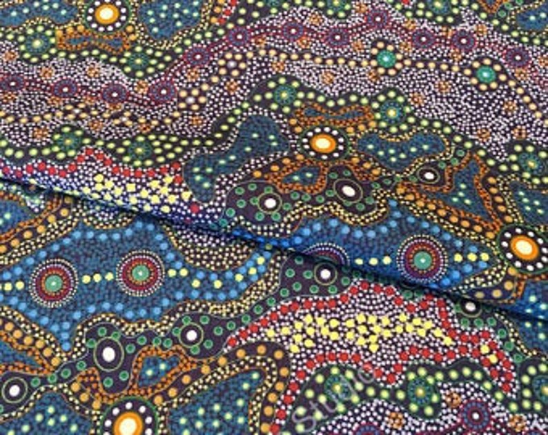 Australian Aboriginal quilting cotton Yalke Blue June Etsy
