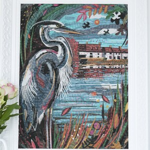 Heron at Hardwater Mill: John Clare Poetry Collage, Unique Nature Lover Gift