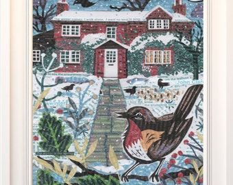 The Winter's Spring Art Print: John Clare Poem, Robin Landscape