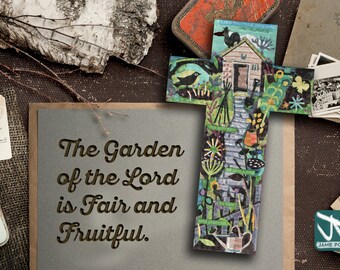 Prayer Cross: Christian Word Art Collage, Wooden Wall Hanging
