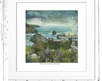 Clifftop Walk Cornwall, Signed Print