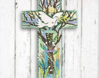 Dove Cross, Wooden Wall Cross,Christian Wall Art,Christian Home Decore,  Hanging Cross, Home warming Gift,Wood Cross Wall Hanging