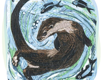 River Otter Art Gift – Limited Edition, Wildlife Print, Nature Lover Present