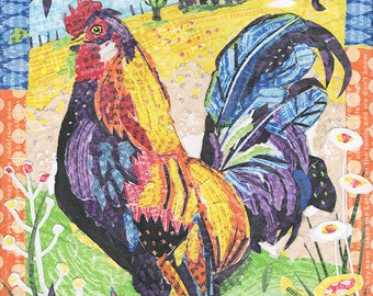 Rooster Collage Giclee Print: Christian Bible Art, Limited Edition