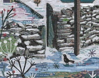 John Clare Poem Art Print: Winter Evening Landscape Collage