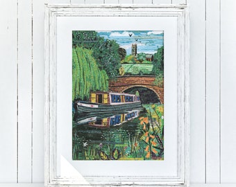 Canal Life Poem Print: Signed A3 Poster, Northampton Art