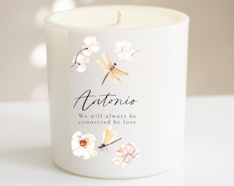Custom Dragonfly Memorial Candle: Sympathy Gift