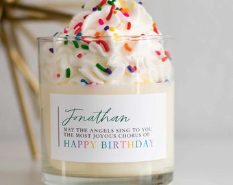 Personalized Birthday Cake Scented Soy Candle: Memorial Gift