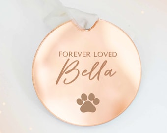 Personalized Pet Memorial Ornament: Rose Gold Mirrored Acrylic, Dog Remembrance Gift