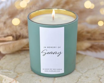 Personalized Memorial Soy Candle: Eucalyptus Pine Scent, Sympathy Gift
