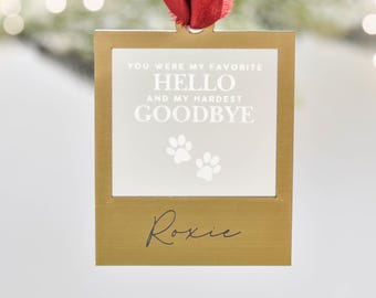 Personalized Pet Loss Ornament: Gold Acrylic Dog Memorial Gift