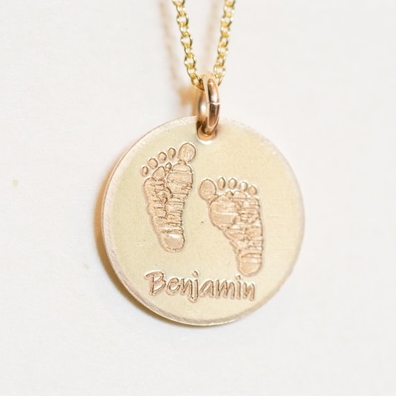 Engraved footprint necklace deals
